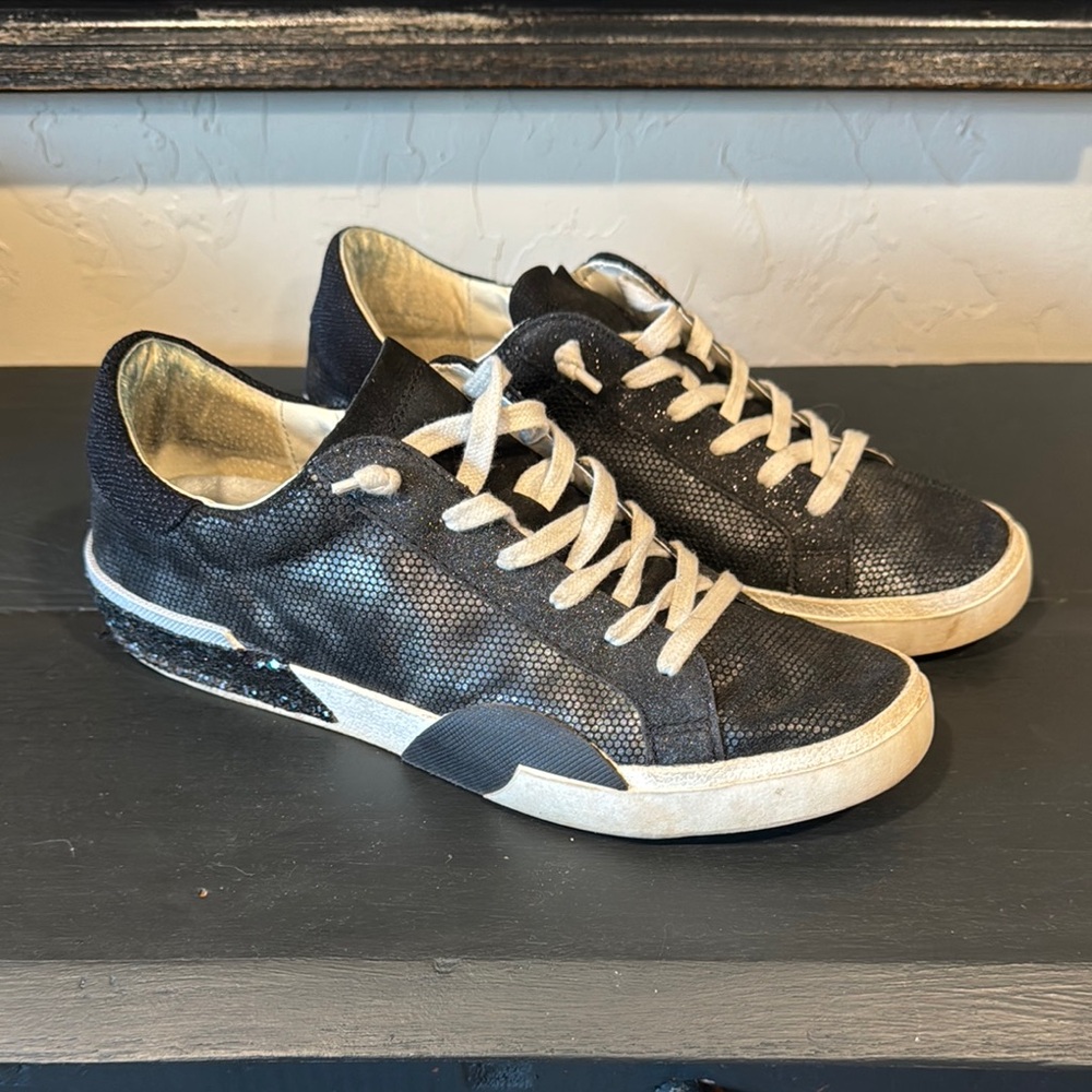 Dolce Vita Black and White Sneakers with Distressed Look